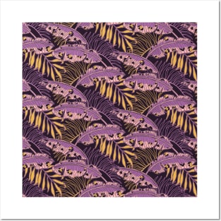 Purple Leopard Banana Leaves Posters and Art